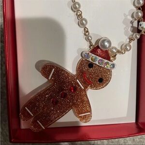 Betsey Johnson Christmas gingerbread necklace new